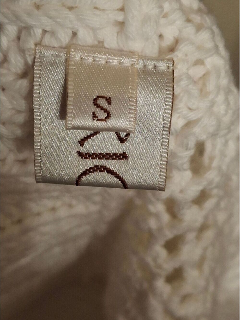 Rico Handknits Y2K Cream Crochet Cardigan Sweater Size S - Picture 7 of 8